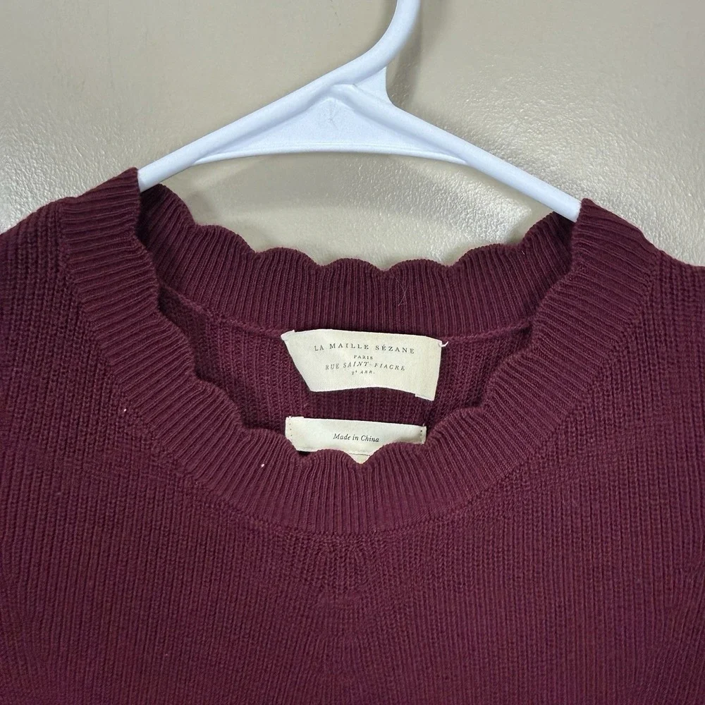 Sezane Womens Size XS Bourdeaux Wool Blend Long Sleeve Mid Length Sweater Dress - Picture 6 of 6